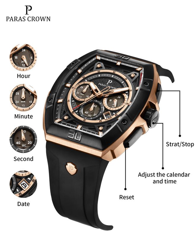 Reloj Pc Paras Crown Tonneau 5atm Resistente Al... image number null