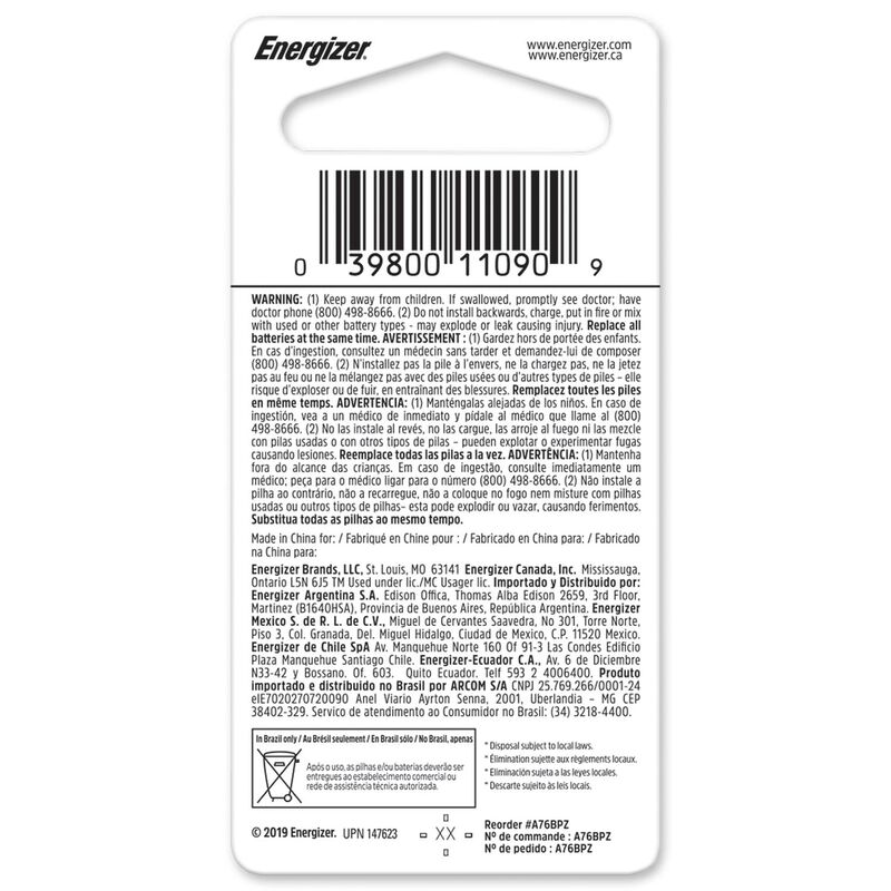 Pila Energizer Alcalina A76 A76bp Lr44 Ag13 1.5... image number null