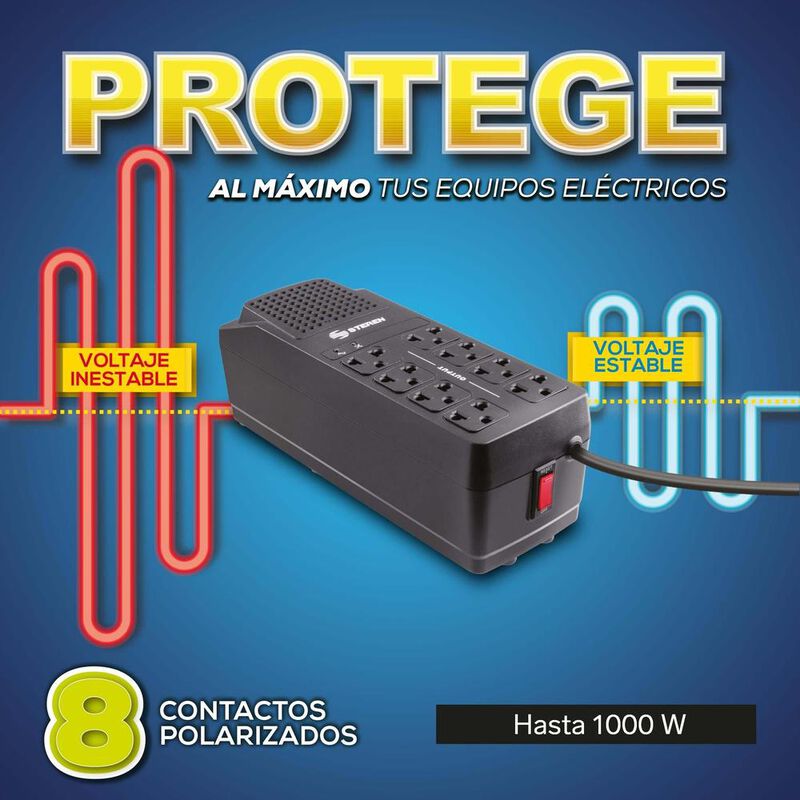 Regulador de voltaje 1,000 W con 8 contactos RE... image number null