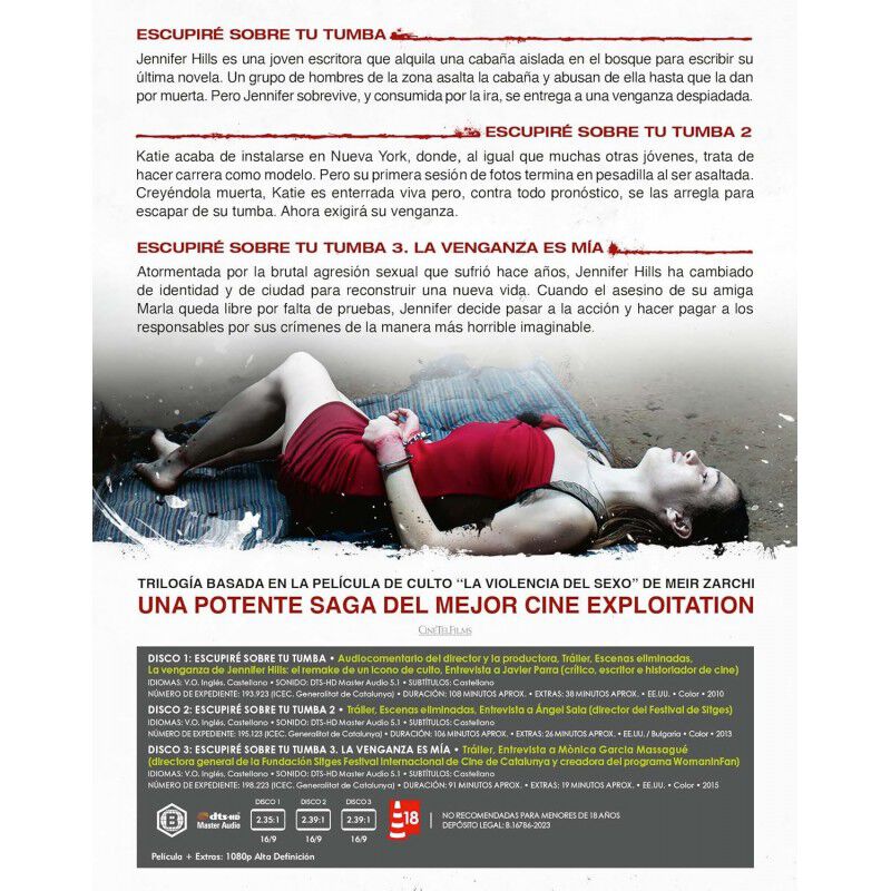 Escupir&eacute; sobre tu tumba. La trilog&iacute;a [Blu-ray] image number null