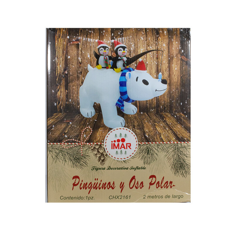 Inflable Navideño Oso Polar con pingüino Luz Le... image number null