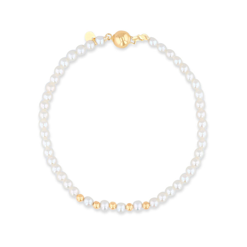 Pulsera De Oro Amarillo 14k Con Perlas (19.5cm) image number null