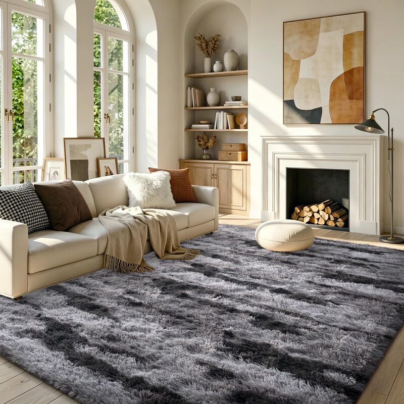 Alfombra Finrèc Home 122x183 Cm Tie-dye Negro ... image number null