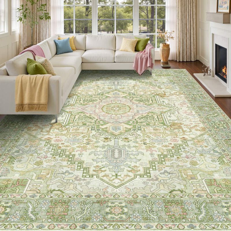 Alfombra Kokia 244x152 cm Verde Salvia Lavable ... image number null