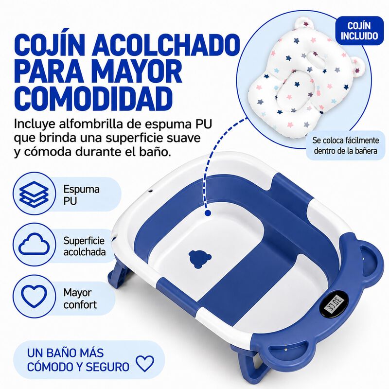 Ba&ntilde;era Para Beb&eacute; Plegable Con Term&oacute;metro Y Alfo... image number null
