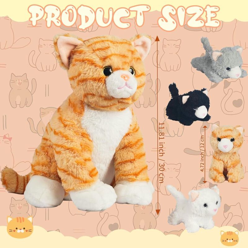 Gato De Peluche Con Beb&eacute;s Dentro De Mam&aacute; Embara... image number null