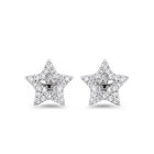 Broqueles En Forma De Estrella De Oro Blanco 10k Con 8pts De Diamante