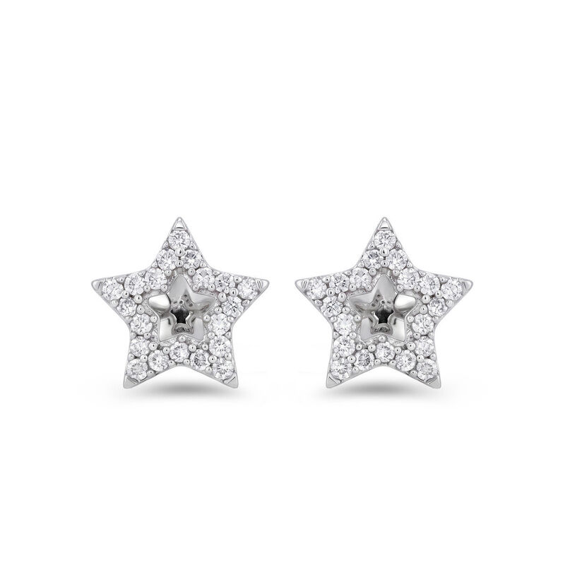 Broqueles En Forma De Estrella De Oro Blanco 10... image number null