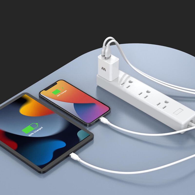 Cargador Ac Mybat 22w Dual Usb-c Usb-a Universa... image number null