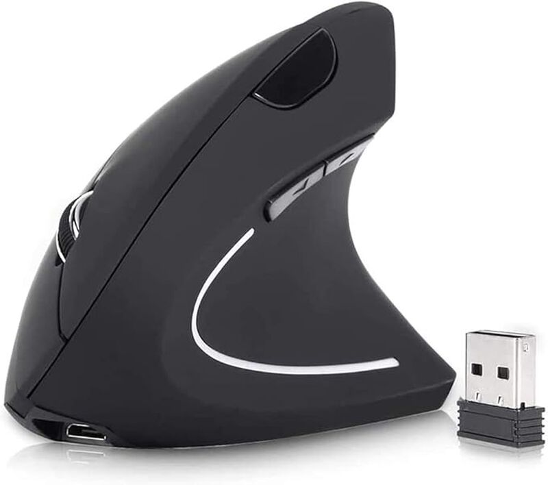 Mouse Inal&aacute;mbrico Ergon&oacute;mico Recargable Negro image number null