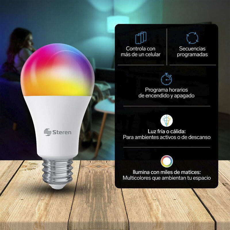 3 Focos Led Wi-Fi Rgb+W Multicolor De 10 W image number null