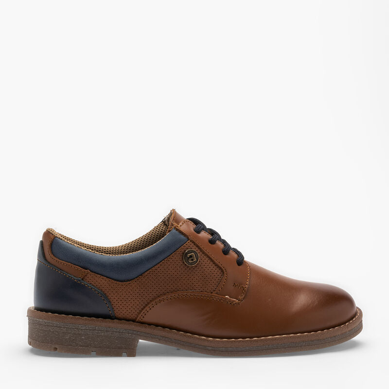 Audaz Zapato Casual De Piel Para Ni&ntilde;o Caf&eacute; Mari... image number null