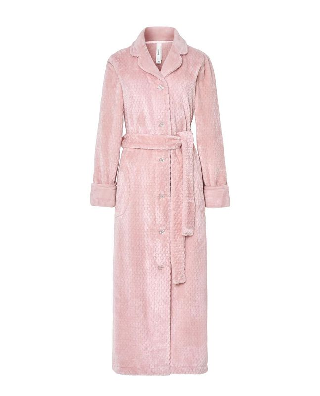 Bata Larga Jacquard con Cintur&oacute;n Rosa image number null