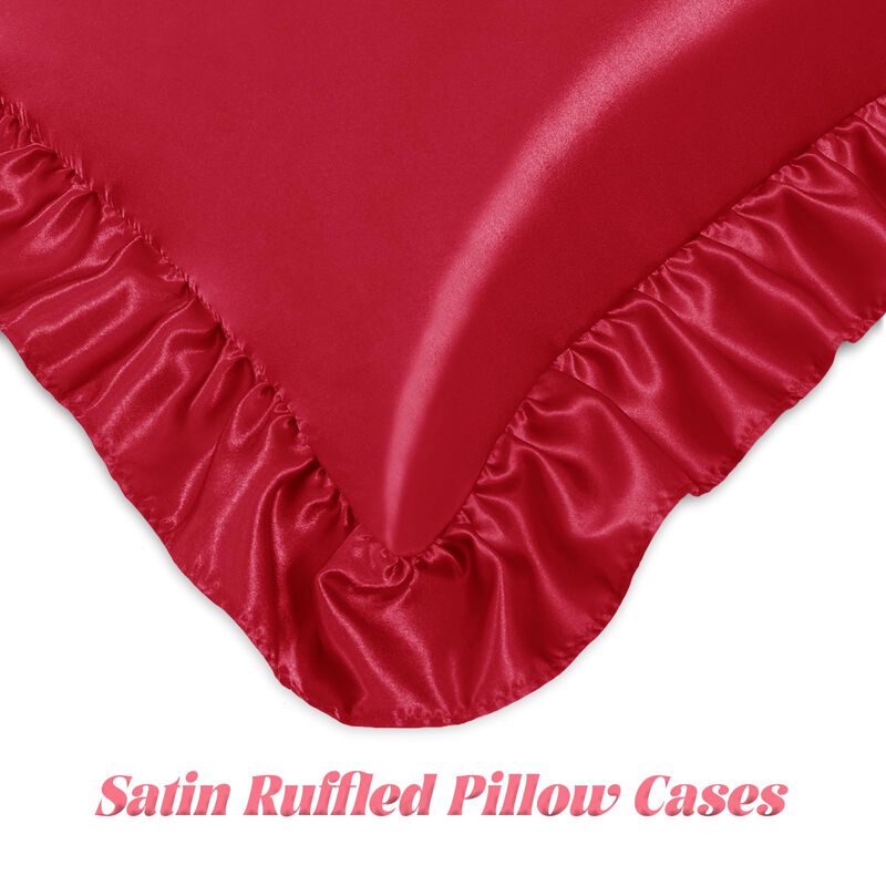 Funda De Almohada Homiest Queen Rojo Con Volado... image number null