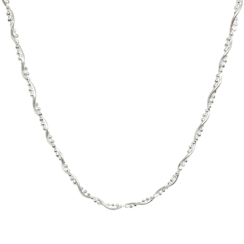 Collar Cadena Trenzada Con Bolitas De Plata image number null