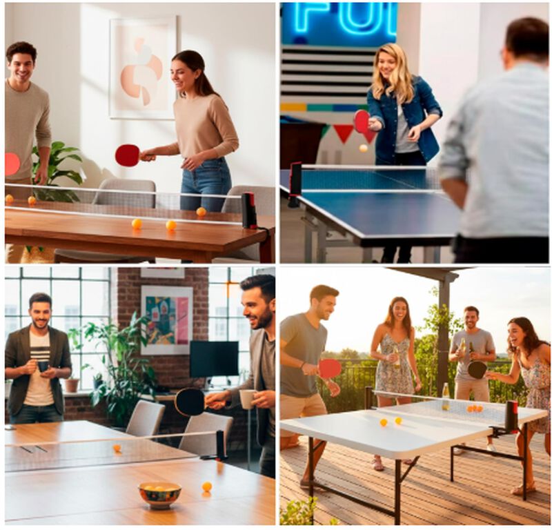 Juego de Ping Pong Port&aacute;til con Red Extensible,... image number null