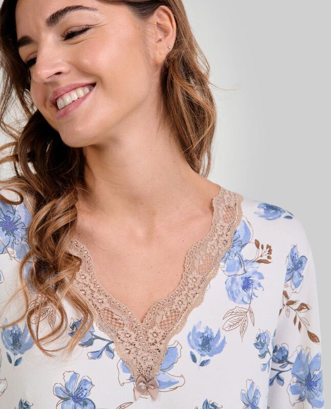 Camis&oacute;n Floral con Encaje Acero image number null