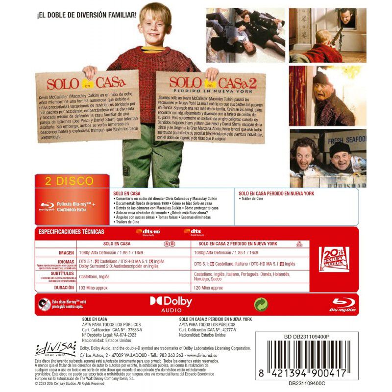 Pack de 2 pel&iacute;culas: Solo en casa 1+2 (Blu-ray)... image number null