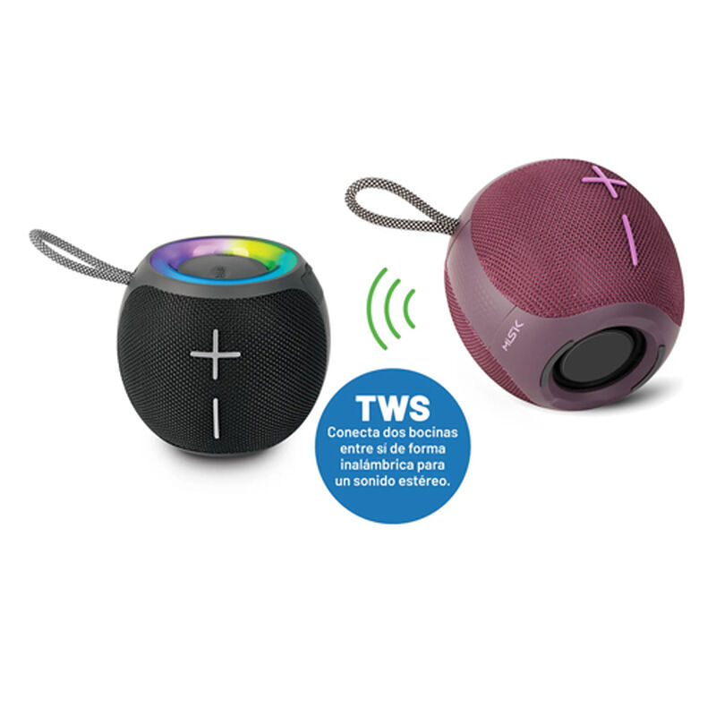 Kit 2 Bocinas Misik Port&aacute;til Tws Negro Y Morado... image number null
