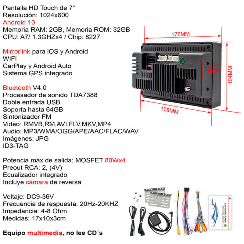 Autoest&eacute;reo Vak 1269 2 Din Android Gps Wifi Car... image number null