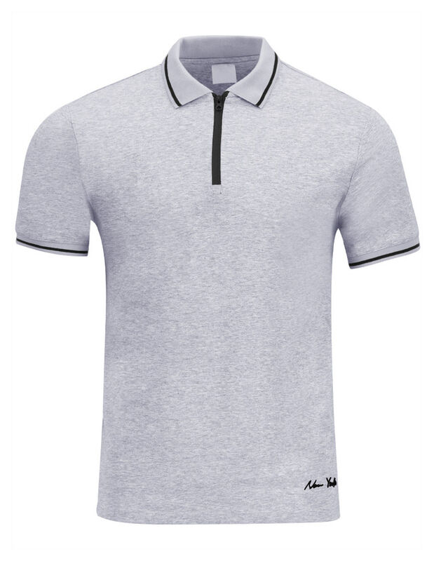 Playera Casual Cuello Con Cierre Hombre Gris Ro... image number null