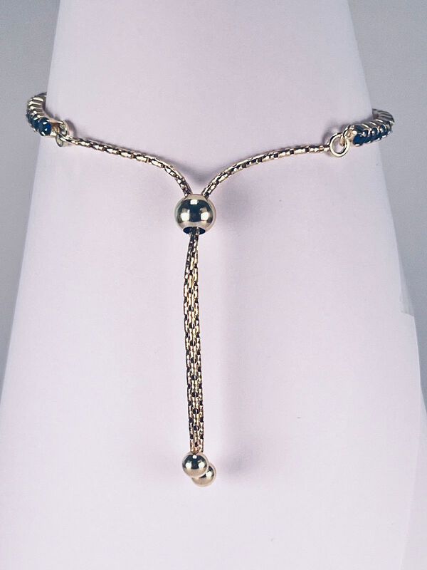 Pulsera De Plata Dorada Con Piedras Azules image number null