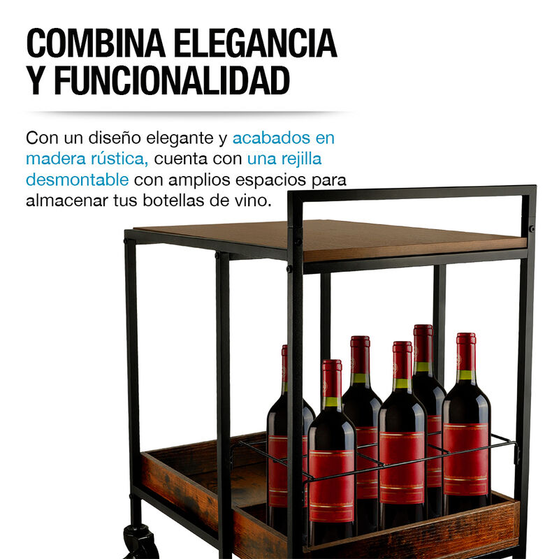 Carrito de Servicio para Bar Estilo Industrial ... image number null