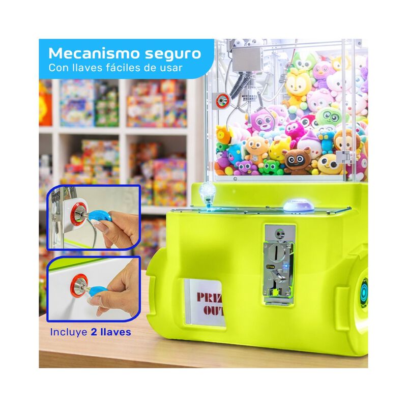 Maquina Garra Peluches Verde Mini Doll Caza Luz... image number null