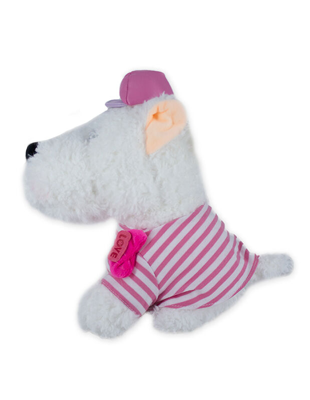 Peluche Perrito Con Boina/ Camisa a Rayas Rosa image number null