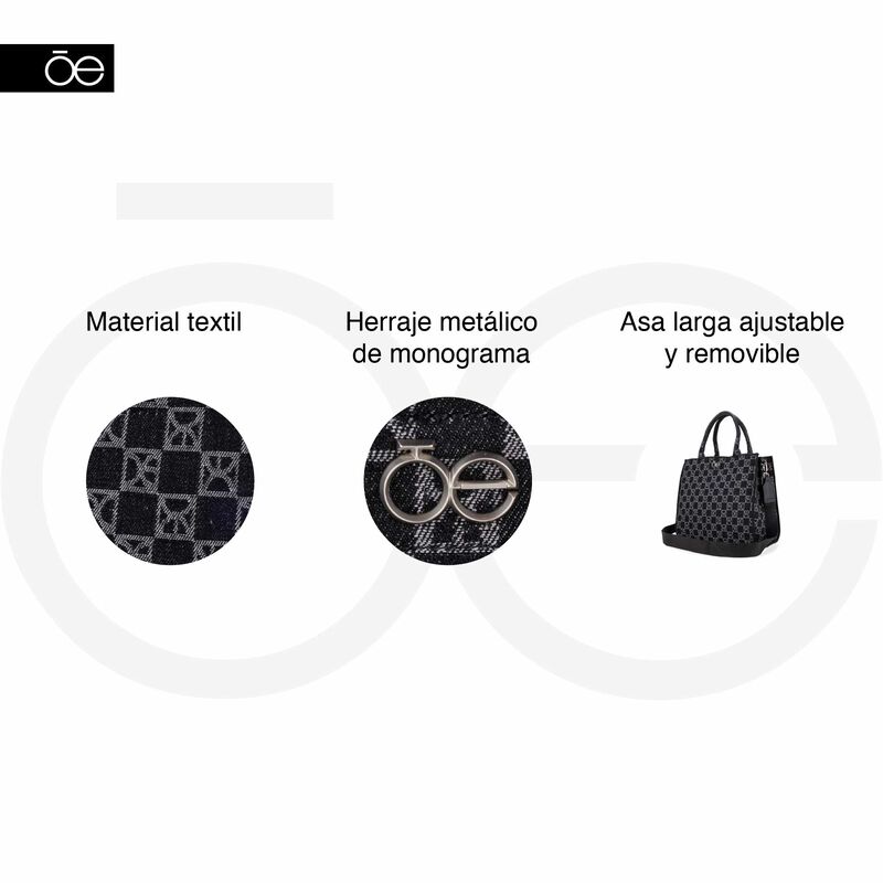 Bolsa Satchel Chica Con Herraje Color Negro image number null