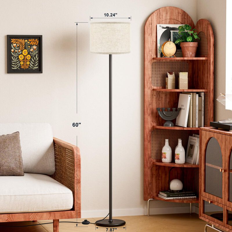 L&aacute;mpara De Piso Ambimall 152 Cm Pantalla Beige ... image number null