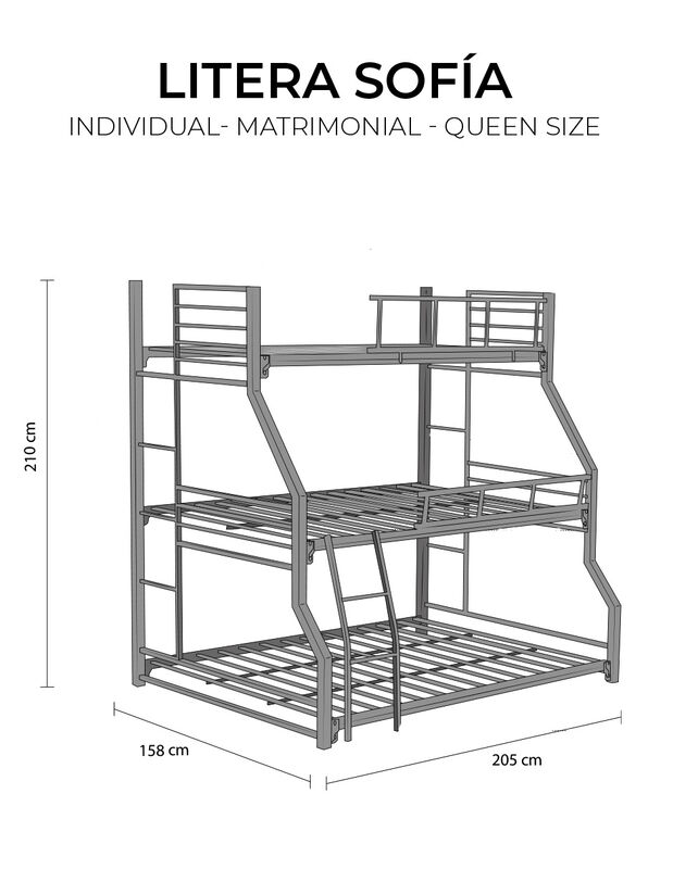 Set  de Rec&aacute;mara Zafiro: Litera Triple Sof&iacute;a+ 2... image number null