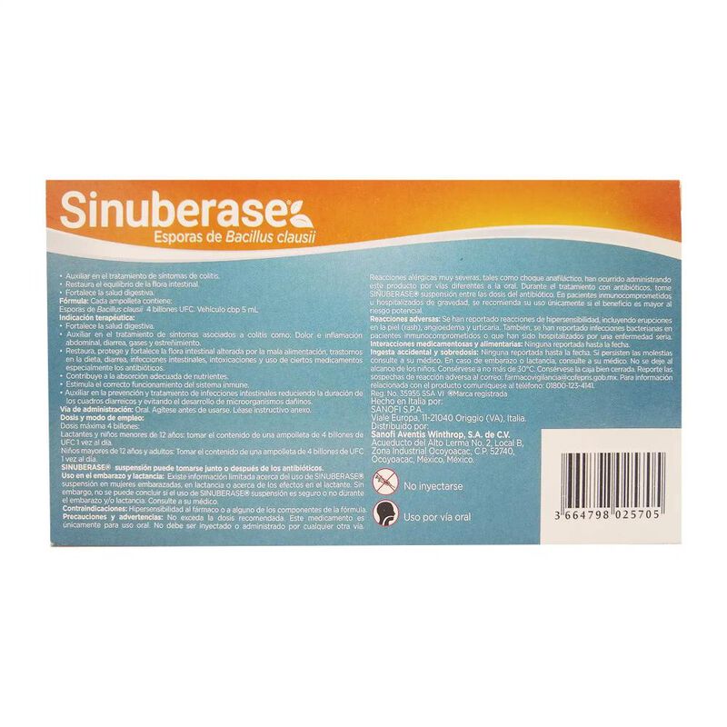 Sinuberase 4 Billones Ufc/5 Ml 20 Ampolleta image number null
