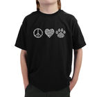 Camiseta Word Art Para Ni&ntilde;o - Paz Amor Gatos - Negro