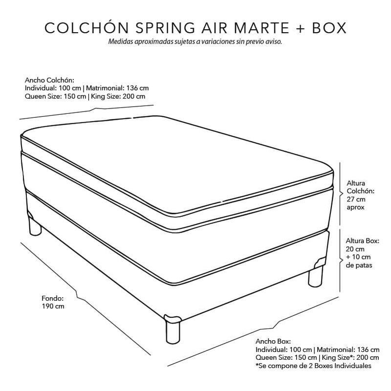 Colch&oacute;n Queen Size Spring Air Marte+Almohada Di... image number null