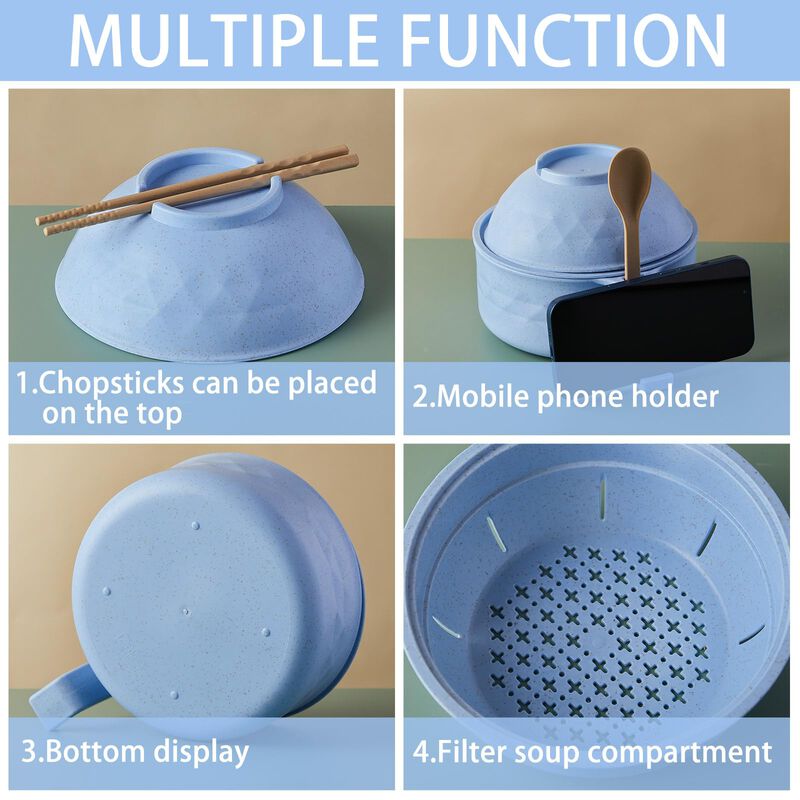 Cocinador De Ramen Romooa 940 ml Azul Claro Con... image number null
