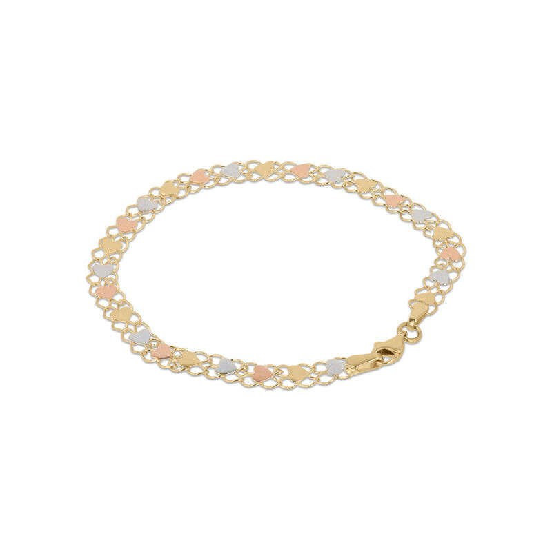 Pulsera De Oro Florentino 14k-18.5cm Con Corazo... image number null