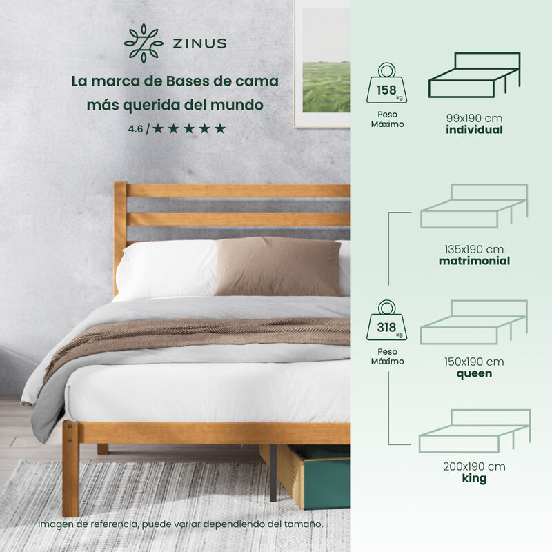 Zinus | Leah | Base De Cama Individual De Bamb&uacute;... image number null