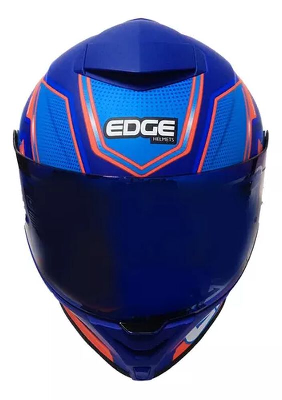 Casco Moto Edge Integral Shangai Azul Con Rojo ... image number null