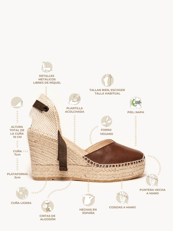 Alpargata de Cu&ntilde;a Alta Romero Marr&oacute;n Oscuro image number null