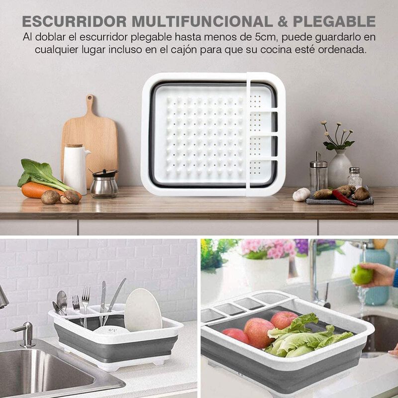 Escurridor Multifuncional Blanco/Gris image number null