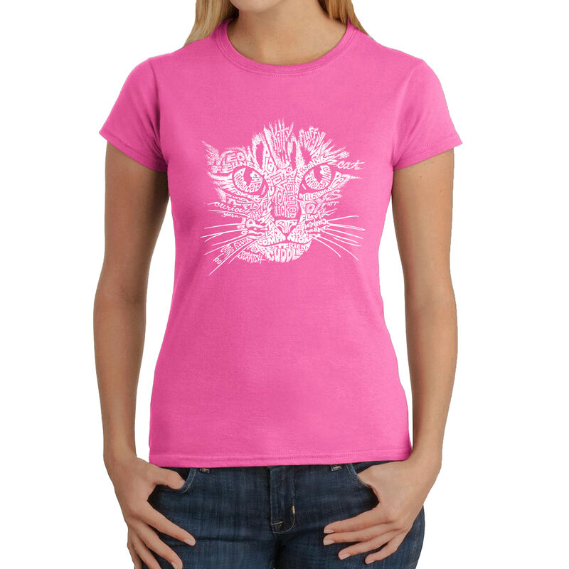 Camiseta Word Art Para Mujer - Cara de Gato- Ro... image number null