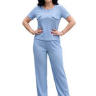 Conjunto 2 Piezas, Blusa Manga Corta Y Pantal&oacute;n Palazzo Conj-0266 Azul Claro Casual Elegante Para Mujer