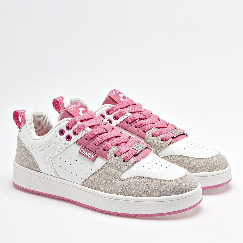 Charly Tenis urbano para mujer blanco rosa, imp... image number null