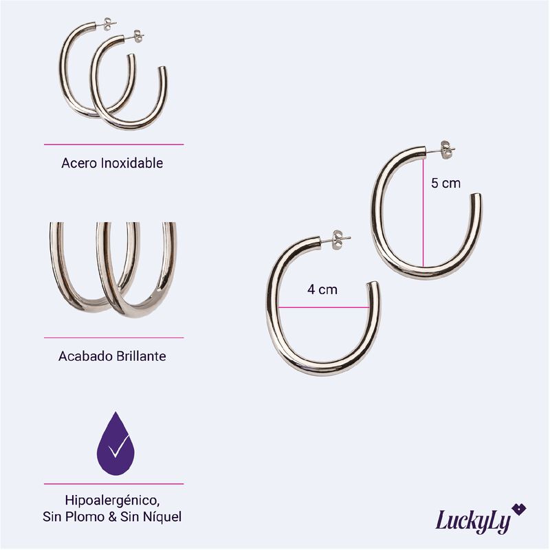 Aretes De Mujer, Arracadas Acero Inoxidable, Re... image number null