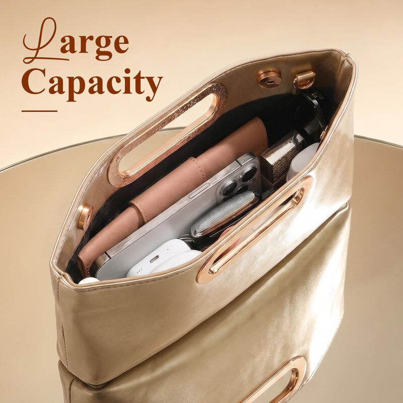 Cartera Clutch Xquizifit Dorada De Cuero Pu Con... image number null