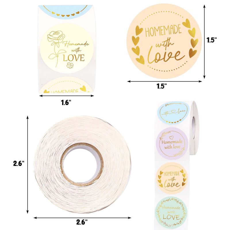Pack de 500 pegatinas con foil dorado "hecho en... image number null