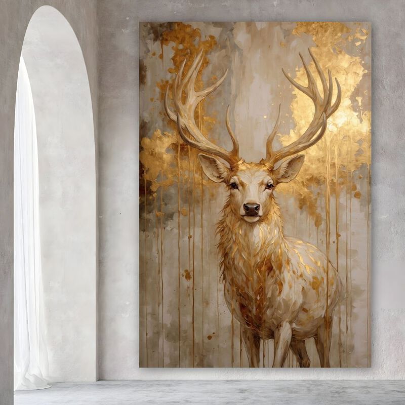 Cuadro Decorativo Animal 90x122cm Venado Ocre image number null