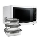 Set Microondas Aucma Akmw11pxbpm 1.1 Pies 1000 W + 3 Tuppers De Vidrio Borosilicato