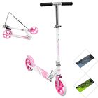 Scooter para Ni&ntilde;os Altura Ajustable Ruedas de Goma Freno Trasero Plegable con Correa Apto a partir de 115 cm Soporta hasta 50 kg - Rosa